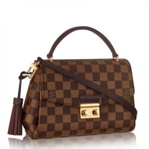 Knockoff Louis Vuitton fake LV Croisette Bag Damier Ebene N53000 BLV127. The compact and casual chic Croisette has all the sophisticated details and flawless functionalities to make it your new favourite small bag. The removable tassel brings an unexpectedly playful touch to its elegant design. Very versatile