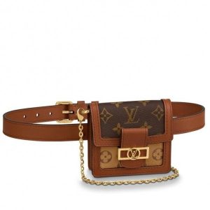 Knockoff Louis Vuitton fake LV Dauphine Bumbag BB Monogram Reverse M68621 BLV294. The Bumbag Dauphine BB is a new interpretation of the Dauphine bag from Nicolas Ghesqui??re in a tiny belt-pouch version. Compact and very easy to wear