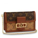 Knockoff Louis Vuitton fake LV Dauphine Chain Wallet Monogram Reverse M68746 BLV365. Combining Monogram and Monogram Reverse canvas