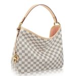 Knockoff Louis Vuitton fake LV Delightful PM Bag Damier Azur N41606 BLV067. The lightweight Delightful PM is a classic blend of glamour and practicality. Supple yet durable Damier Azur canvas is complemented by fine golden brass details and a spacious A4-sized interior.