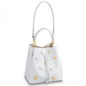 Knockoff Louis Vuitton fake LV Epi Neonoe Bag Love Lock M53238 BLV220. This Love Lock N??oNo?? bucket bag is part of a charming capsule designed For Spring 2019. Fashioned from signature Epi grained leather
