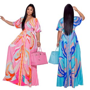 This 2022 Summer Dress Fashion Casual Positioning Print Butterfly Sleeve Ladies Large Swing Side Slit Long Dress Design Made Of High Quality Polyster And Spandex Material. Print Dresses Is More Interesting And Stylish. Print Maxi Dresses Is One Of The Popular Item For Islander Vocations. Women¡¯s Print Dresses At Global Lover Comes With Forever Floral