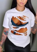 This 3d Graphics Plus Size Women's Tops Loose Fit Tops Round Neck t-Shirt Made Of Comfortable And Elastic Fabric. It Is Wholesale Sexy Plus Size Tops For Women. With The Gradual Rise Of Feminist Awareness