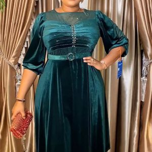 This Africa Plus Size Spring And Winter Chic Beaded Evening Dress Made Of Soft And Elastic Fabric. Global Lover Wholesale Plus Size Dresses And Hope Curvy Ladies Find Here a Warm And Exciting Place To Shop Affordable Curvy Dresses Online - Plus Size Casual