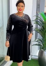 This Africa Plus Size Spring And Winter Chic Beaded Evening Dress Made Of Soft And Elastic Fabric. Global Lover Wholesale Plus Size Dresses And Hope Curvy Ladies Find Here a Warm And Exciting Place To Shop Affordable Curvy Dresses Online - Plus Size Casual