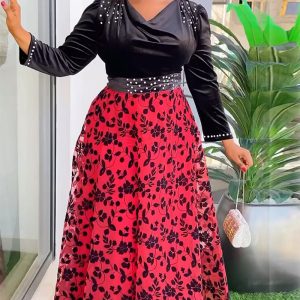 This Africa Plus Size Women Printed Long Sleeve Elegant Dress Made Of Soft And Elastic Fabric. Global Lover Wholesale Plus Size Dresses And Hope Curvy Ladies Find Here a Warm And Exciting Place To Shop Affordable Curvy Dresses Online - Plus Size Casual