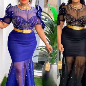 This Africa Plus Size Women's Beaded Formal Party Evening Gown Mermaid Dress Made Of Soft And Elastic Fabric. Global Lover Wholesale Plus Size Dresses And Hope Curvy Ladies Find Here a Warm And Exciting Place To Shop Affordable Curvy Dresses Online - Plus Size Casual