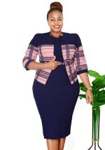 This Africa Plus Size Women's Fall Coat Dress Two Piece Career Set Design And Made Of Comfortable And Elastic Fabric. Wholesale Plus Size Two Piece Sets Is a Must-Have Item For Curvy Ladies. Two Piece Sets Can Either Be Worn Together Or Individually