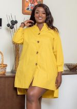 This African Dress Button Long Sleeve Loose Fit Plus Size Casual Shirt Dress Design Made Of High Quality Polyster And Spandex Material. It Is Stretchy