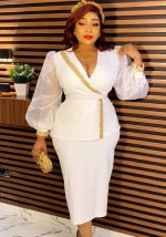 This African Ladies Ol Chic Career Dress Two Piece Set Made Of Soft And Elastic Fabric. Global Lover Wholesale Plus Size Dresses And Hope Curvy Ladies Find Here a Warm And Exciting Place To Shop Affordable Curvy Dresses Online - Plus Size Casual