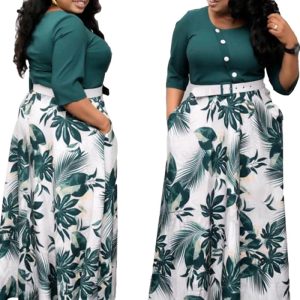 This African Plus Size Women's Maxi Dress Casual Women's Knitting Round Neck a-Line Dress Made Of Soft And Elastic Fabric. Global Lover Wholesale Plus Size Dresses And Hope Curvy Ladies Find Here a Warm And Exciting Place To Shop Affordable Curvy Dresses Online - Plus Size Casual