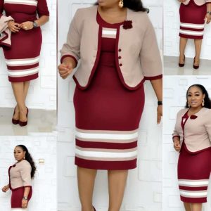 This African Plus Size Women's Two Piece Mother's Printed Jacket Dress Made Of Soft And Elastic Fabric. Global Lover Wholesale Plus Size Dresses And Hope Curvy Ladies Find Here a Warm And Exciting Place To Shop Affordable Curvy Dresses Online - Plus Size Casual