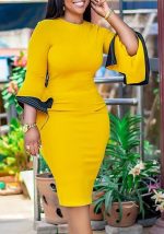 This African Women Clothing Elegant Bodycon Dress Design Made Of High Quality Polyster And Spandex Material. It Come With Good Stretch And Wearing Comfortable. Women¡¯s Midi Dresses Is Omnipotent And Suit For All Kinds Of Occasions - Daily Wear