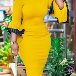 This African Women Clothing Elegant Bodycon Dress Design Made Of High Quality Polyster And Spandex Material. It Come With Good Stretch And Wearing Comfortable. Women¡¯s Midi Dresses Is Omnipotent And Suit For All Kinds Of Occasions - Daily Wear