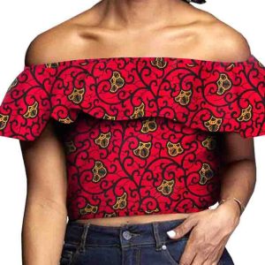 This African Ethnic Fashion Women's Cotton Batik Printing Top Design Made Of Thick Polyster And Spandex Materail