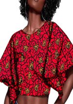 This African Ethnic Fashion Women's Full Cotton Batik Printing Top Design Made Of Thick Polyster And Spandex Materail