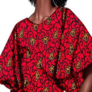 This African Ethnic Fashion Women's Full Cotton Batik Printing Top Design Made Of Thick Polyster And Spandex Materail