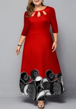 This Autumn And Winter Digital Printing Pullover Mid-Waist Three-Quarter Sleeves Long Dress Made Of Soft And Elastic Fabric. Global Lover Wholesale Plus Size Dresses And Hope Curvy Ladies Find Here a Warm And Exciting Place To Shop Affordable Curvy Dresses Online - Plus Size Casual