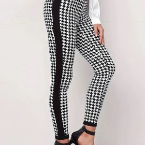 This Autumn And Winter Houndstooth Print Trousers Black Stripes Patchwork Slim High Waist Pencil Pants Design Made Of Durable And Stretchy Material. It Is a Must-Have Item For Your Closet. Global Lover Offer a Rich Selection Of Wholesale Plus Size Bottoms. You Will Find Wide Range Fabric