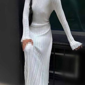 This Autumn And Winter Knitting Dress Casual Slim Waist Round Neck Ribbed Slim Fit Knitting Long Dress For Women Combine The Warm And Fashion. It Is a Must-Have Item For This Winter. Sweater Dresses For Women At Global Lover Comes For Different Occasions - Daily Life