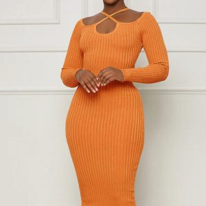 This Autumn And Winter Long-Sleeved Chic Slim Sexy Halter Neck Knitting Bodycon Women's Dress Combine The Warm And Fashion. It Is a Must-Have Item For This Winter. Sweater Dresses For Women At Global Lover Comes For Different Occasions - Daily Life