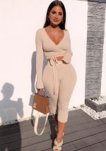 This Autumn And Winter Plus Size Women's Solid Color Long Sleeve 7-Point Pants Sexy Casual Two Piece Set Design And Made Of Comfortable And Elastic Fabric. Wholesale Plus Size Two Piece Sets Is a Must-Have Item For Curvy Ladies. Two Piece Sets Can Either Be Worn Together Or Individually