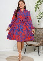 This Autumn Dress Printed Long Sleeve v Neck Plus Size Women's Dress Made Of Soft And Elastic Fabric. Global Lover Wholesale Plus Size Dresses And Hope Curvy Ladies Find Here a Warm And Exciting Place To Shop Affordable Curvy Dresses Online - Plus Size Casual