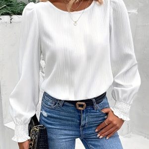 This Autumn Plus Size Long Sleeve Solid Color Shirt Women's Clothing Made Of Comfortable And Elastic Fabric. It Is Wholesale Sexy Plus Size Tops For Women. With The Gradual Rise Of Feminist Awareness