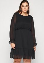 This Autumn Plus Size Women's Long Sleeve Chiffon Dress Made Of Soft And Elastic Fabric. Global Lover Wholesale Plus Size Dresses And Hope Curvy Ladies Find Here a Warm And Exciting Place To Shop Affordable Curvy Dresses Online - Plus Size Casual