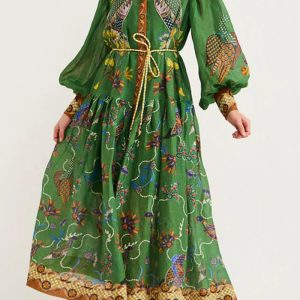 This Autumn Printed Printed Long Sleeve Button Up Long Dress For Women Design Made Of High Quality Polyster And Spandex Material. Print Dresses Is More Interesting And Stylish. Print Maxi Dresses Is One Of The Popular Item For Islander Vocations. Women¡¯s Print Dresses At Global Lover Comes With Forever Floral