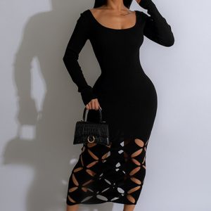 This Autumn Solid Color Round Neck Long Sleeve Sexy Hollow High Waist Bodycon Dress Design Made Of High Quality Polyster And Spandex Material. It Come With Good Stretch And Wearing Comfortable And Feeling Freedom. The Tight And Fitted Dress Is The Most Popular Options From Party Girls. Shop Bodycon Dresses At Global Lover And Find Amazing Designs Sequins