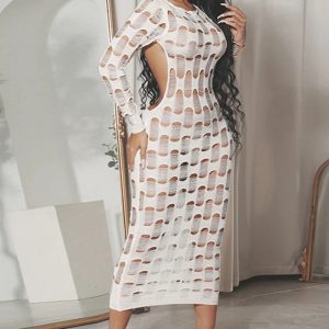 This Autumn Women's Sexy Hollow Low Back Knitting High Waist Slim Dress For Women Combine The Warm And Fashion. It Is a Must-Have Item For This Winter. Sweater Dresses For Women At Global Lover Comes For Different Occasions - Daily Life