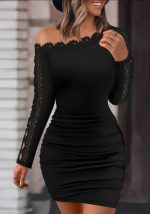 This Autumn And Winter Solid Color Lace Patchwork Off Shoulder Tight Fitting Sexy Long Sleeve Bodycon Dress For Women Design Made Of High Quality Polyster And Spandex Material. It Come With Good Stretch And Wearing Comfortable And Feeling Freedom. The Tight And Fitted Dress Is The Most Popular Options From Party Girls. Shop Bodycon Dresses At Global Lover And Find Amazing Designs Sequins