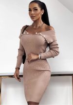 This Autumn And Winter Women Clothing Buttoning Long Sleeve Knitting Bodycon Dress Combine The Warm And Fashion. It Is a Must-Have Item For This Winter. Sweater Dresses For Women At Global Lover Comes For Different Occasions - Daily Life