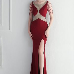 This Beaded Gown Dinner Prom Long Evening Dress Design Made Of Good Quality Polyster And Spandex Material