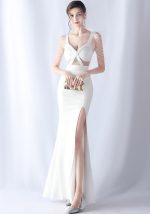 This Beading See-Through Wedding Party Formal Dinner Evening Dress Design Made Of Good Quality Polyster And Spandex Material