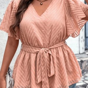 This Belly Cover Summer Loose Plus Size Half Short Sleeves Chic v-Neck Top Made Of Comfortable And Elastic Fabric. It Is Wholesale Sexy Plus Size Tops For Women. With The Gradual Rise Of Feminist Awareness