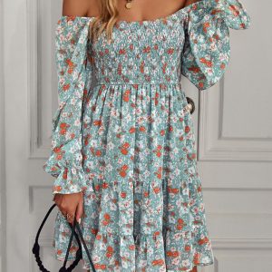 This Bohemian Print Dress Spring Summer 2023 Design Made Of High Quality Polyster And Spandex Material. It Is Stretchy