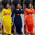 This Boutique Spring Autumn Solid Striped Patchwork Long Dress Round Neck Long Sleeve Slit Plus Size Dress Made Of Soft And Elastic Fabric. Global Lover Wholesale Plus Size Dresses And Hope Curvy Ladies Find Here a Warm And Exciting Place To Shop Affordable Curvy Dresses Online - Plus Size Casual