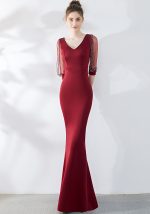 This Bridal Toast Dress Fashion Formal Party Red Sexy Slim Mermaid Dress Wedding Evening Dress For Women Design Made Of Good Quality Polyster And Spandex Material