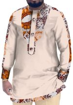 Casual Cotton Men's African Clothing Dashiki Patchwork Long Sleeve Top Bazin Ridge Traditional African Clothing