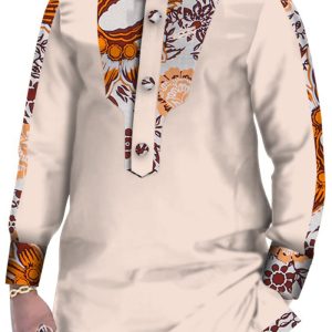 Casual Cotton Men's African Clothing Dashiki Patchwork Long Sleeve Top Bazin Ridge Traditional African Clothing