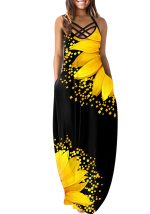 This Casual Fashion Summer Loose Sleeveless Sling Maxi Print Dress Design Made Of High Quality Polyster And Spandex Material