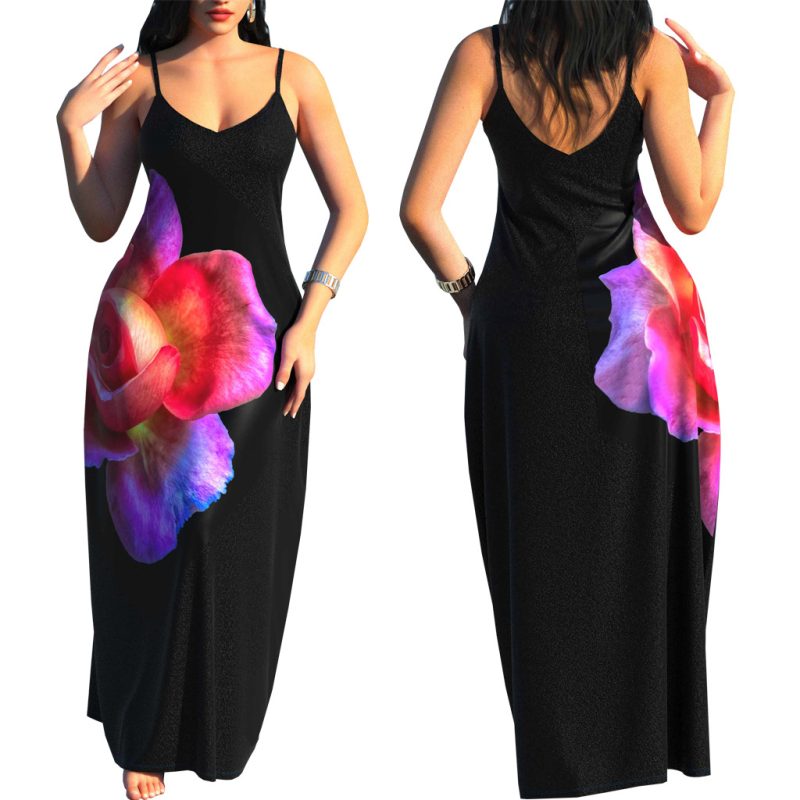 This Casual Fashion Summer Loose Sleeveless v-Neck Strap Dress Design Made Of High Quality Polyster And Spandex Material