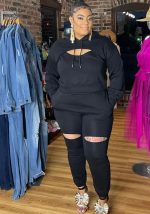 This Casual Long Sleeve Cape Jacket Straps Top And Pants Three-Piece Set Design And Made Of Comfortable And Elastic Fabric. Wholesale Plus Size Two Piece Sets Is a Must-Have Item For Curvy Ladies. Two Piece Sets Can Either Be Worn Together Or Individually