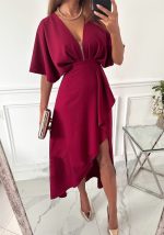 This Casual v-Neck Solid Color Irregular Dress For Women Design Made Of High Quality Polyster And Spandex Material. It Is Stretchy