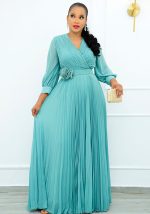 This Chic Career Fashion Patchwork Maxi Pullover High Waist Relaxed Plus Size Dress (With Belt) Design Made Of High Quality Polyster And Spandex Material