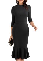 This Chic Career Mid Waist Round Neck Solid Zip Up Fashion Women Bodycon Career Dress Design Made Of High End Polyster And Spandex Material