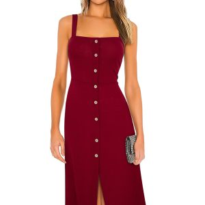 This Chic Elegant Fashion Patchwork Button Solid Strap Midi Dress Design Made Of High Quality Polyster And Spandex Material. It Come With Good Stretch And Wearing Comfortable. Women¡¯s Midi Dresses Is Omnipotent And Suit For All Kinds Of Occasions - Daily Wear