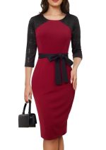 This Chic Elegant Lace Patchwork Zip Colorblock Midi Dress Bodycon Work Dress Design Made Of High End Polyster And Spandex Material